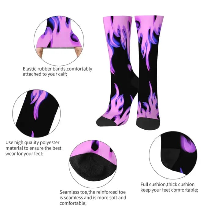 Chaussettes personnalisées à imprimé flamme pour hommes