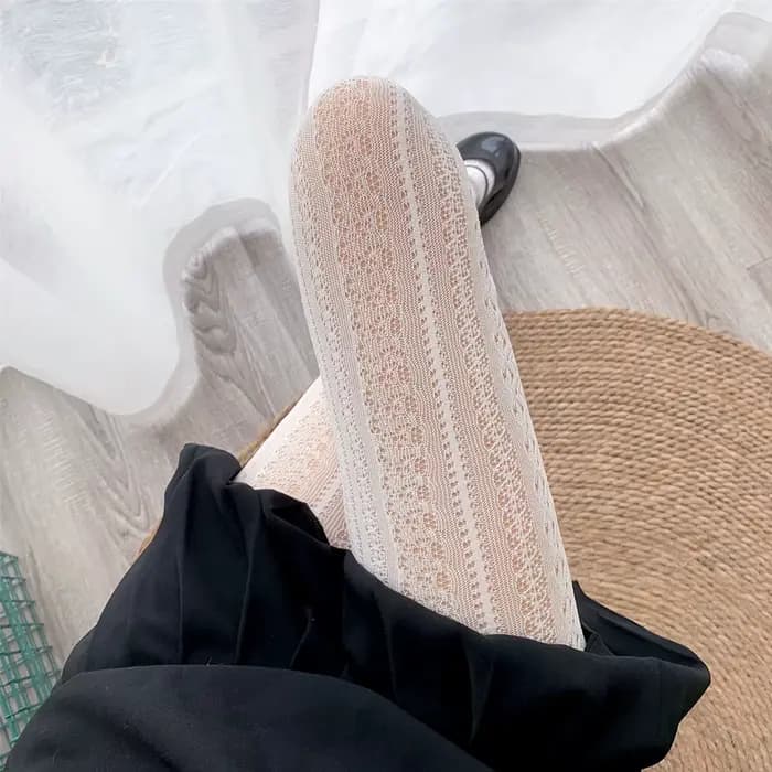 Collants résille en maille de dentelle évidée pour femmes