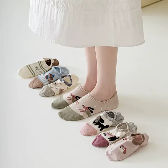 Pantoufles chaussettes mignonnes imprimées de dessin animé pour femmes