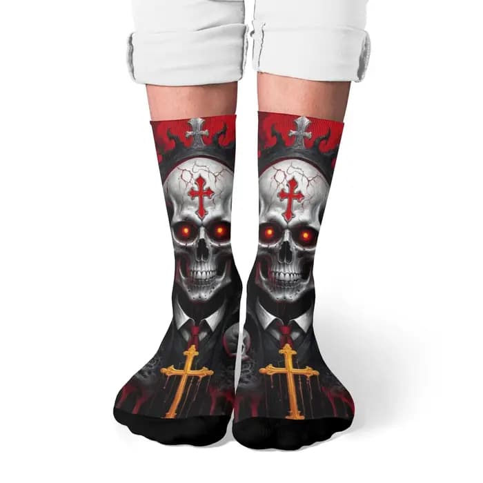 Croix crâne mode hommes chaussettes Harajuku Style rétro fou rue Hip Hop heureux