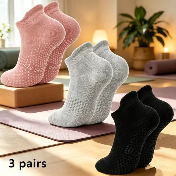 1 paire de chaussettes de Pilates à double grip antidérapant pour le yoga et le sport