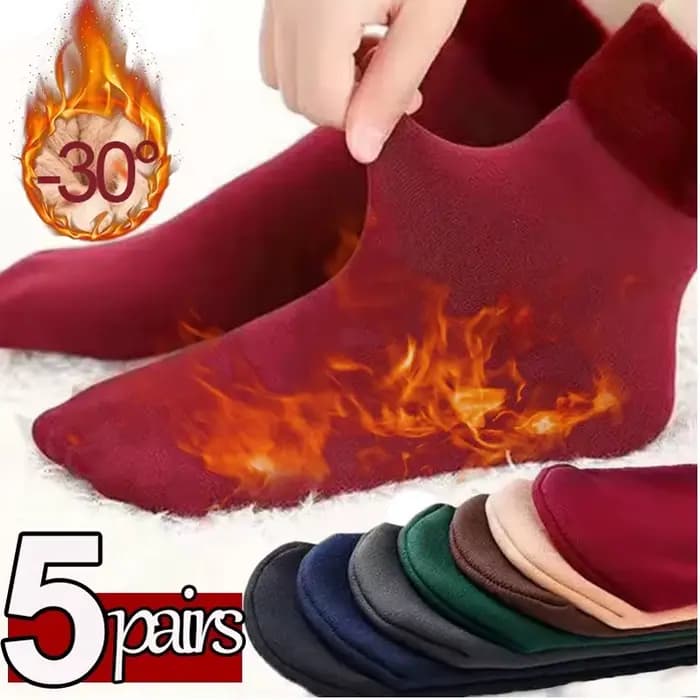 1-5 paires hiver neige chaussettes femmes hommes velours épaissi moyen Tube couleur unie sol thermique sommeil