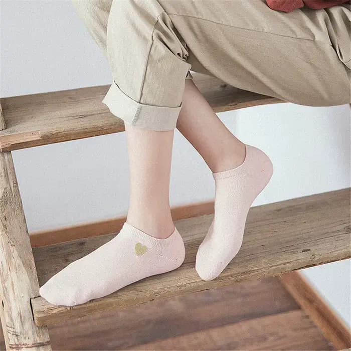 Mignon broderie or argent coeur chaussettes femmes belle drôle paillettes amour Sokken Art cheville Calcetines livraison directe