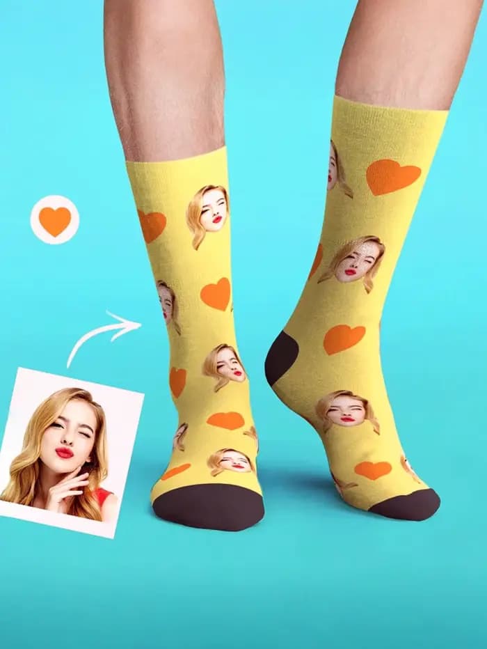 Chaussettes personnalisées avec Photo personnalisée pour Couple, cadeau d'anniversaire amusant pour Couples, famille, amis, noël, saint-valentin