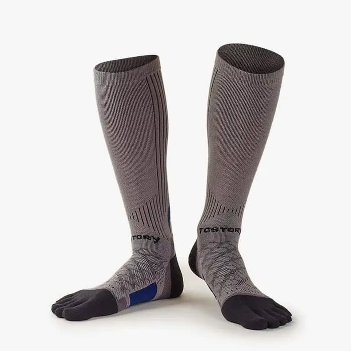 Chaussettes de Sport à cinq doigts pour hommes, chaussettes colorées pour Marathon, longue course à pied, Absorption, semelle épaisse en serviette, chaussettes de Tennis