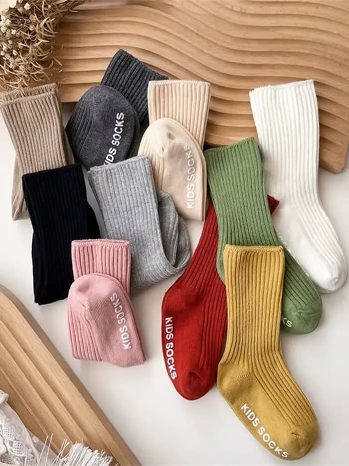 Chaussettes en coton à rayures pour bébés garçons et filles