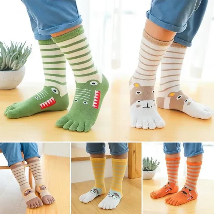 Chaussettes à orteils en coton pour enfants de 2 à 12 ans