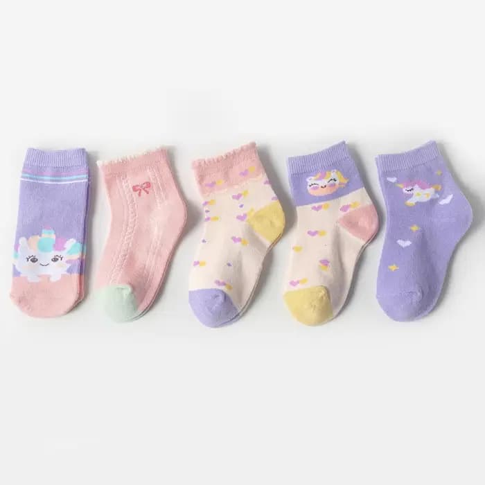 5 paires de chaussettes pour enfants avec motifs de licorne mignons de dessin animé pour filles et bébés