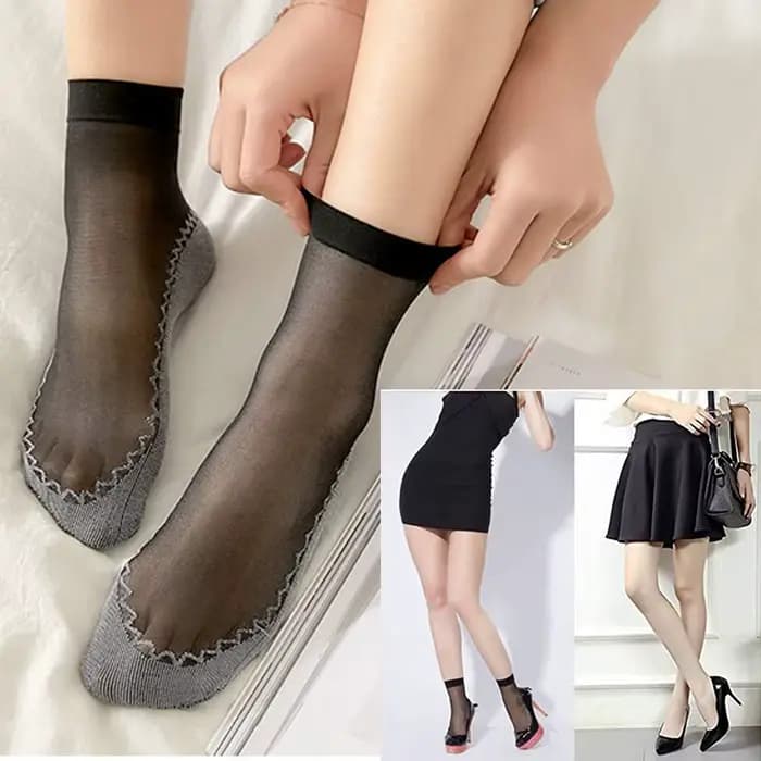 10 paires de chaussettes courtes pour femmes, chaussettes transparentes en dentelle élastique ultra-fines, respirantes, antidérapantes, en coton, pour l'été