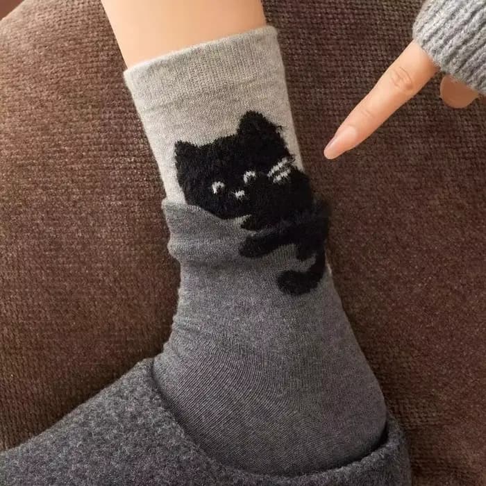 1 paire de chaussettes mi-hautes amusantes et mignonnes à imprimé chats