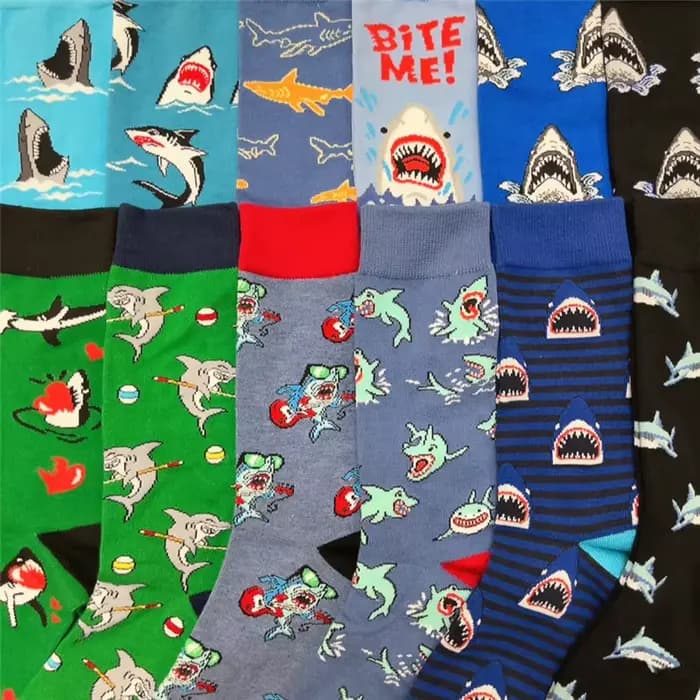 1 paire de chaussettes unisexes grand requin blanc