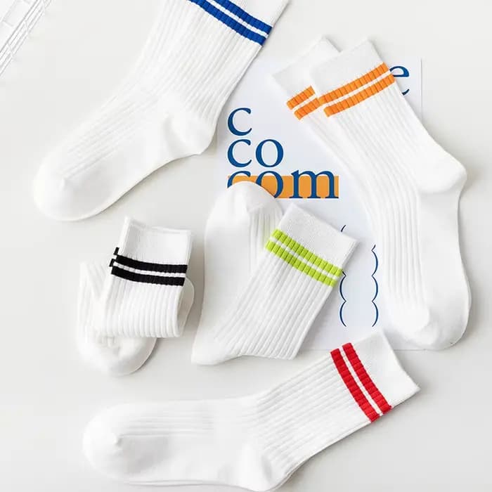 Chaussettes de Sport à rayures blanches et Orange pour femmes