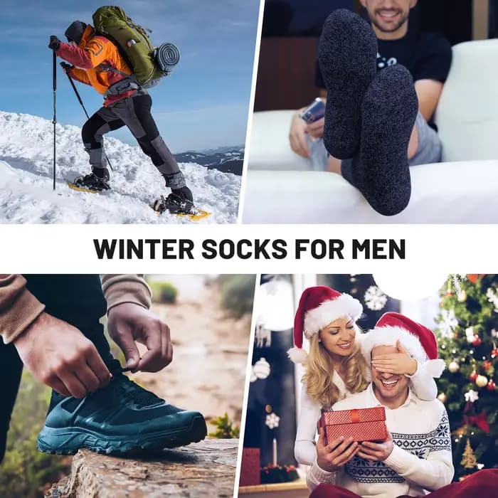3 paires de chaussettes en laine épaisses et chaudes pour hommes