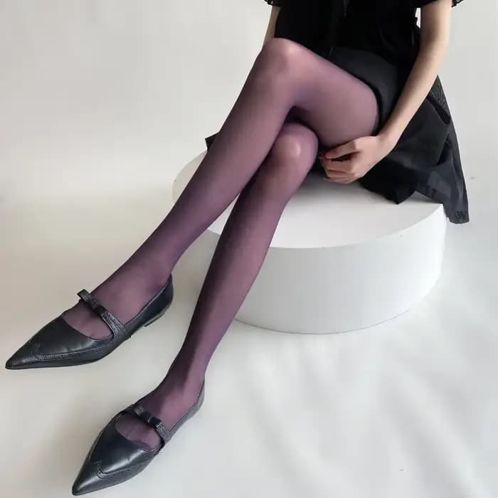 Bleu vert Ultra-mince Nylon cuisse haute bas collants femmes Sexy