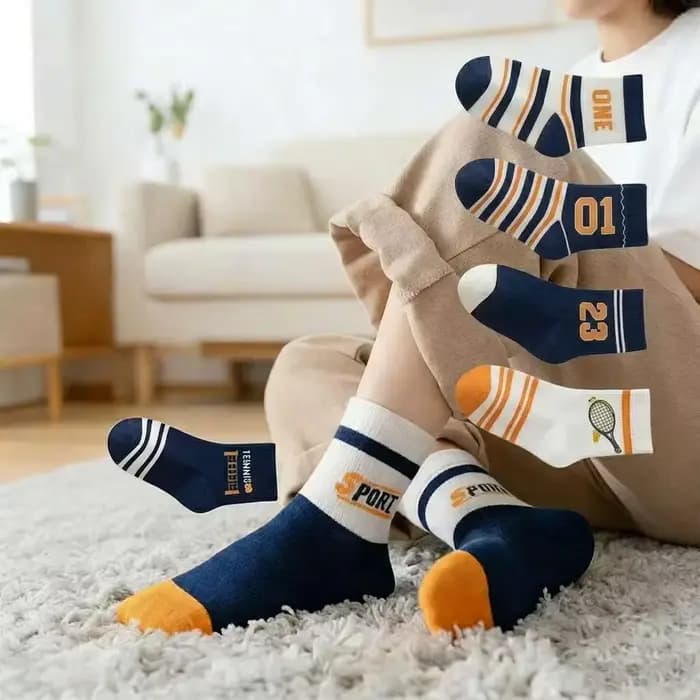 5 paires de chaussettes en coton pour garçons – Design sportif, chaussettes douces et confortables pour toutes les saisons