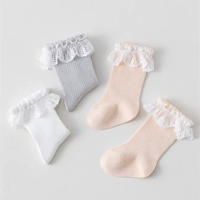 Chaussettes longues en dentelle pour nouveau-né