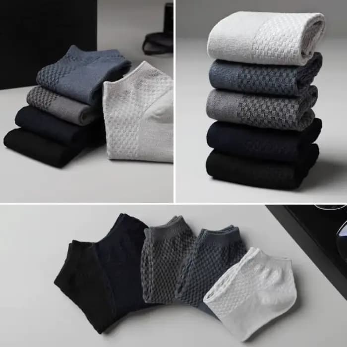 5 paires/chaussettes en tissu de bambou pour hommes chaussettes décontractées en Fiber