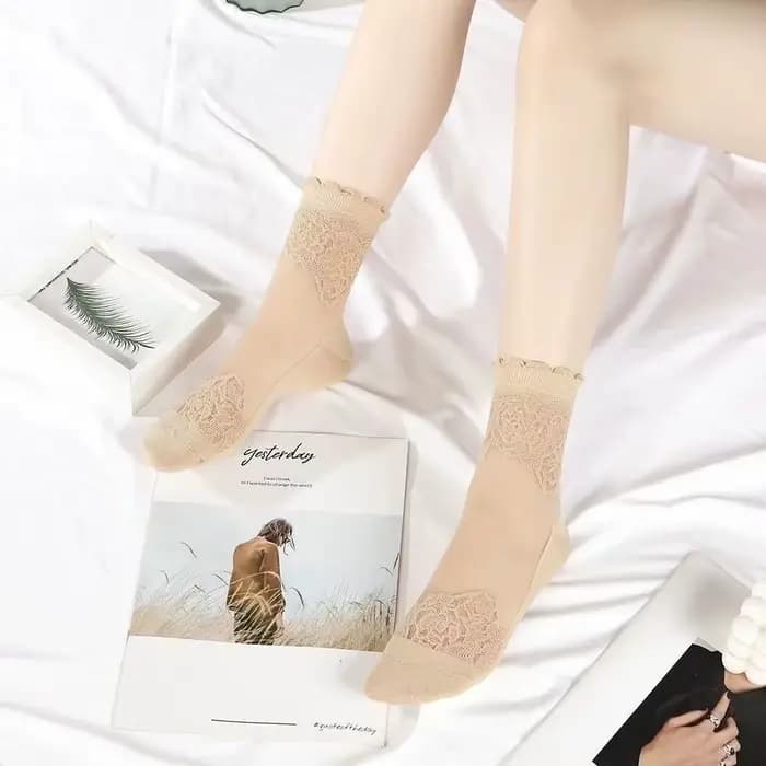 Chaussettes transparentes en dentelle invisible à volants doux