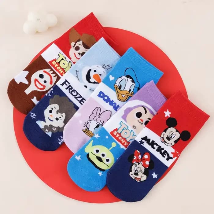 5 paires de chaussettes tricotées pour femmes, avec personnages de dessins animés Disney, style graffiti, pour l'été, légères et respirantes, chaussettes décontractées pour couple