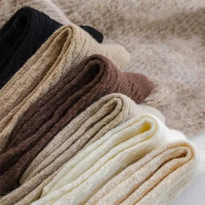 Femmes laine chaussettes chaud hiver épaissir cachemire flou décontracté couleur unie confortable maison chaussette