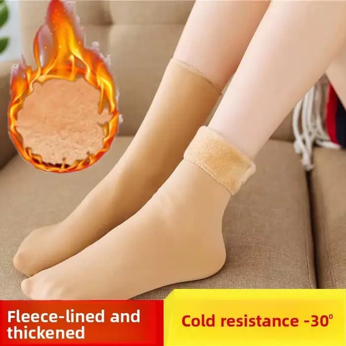 Chaussettes de neige d'hiver pour femmes et hommes, Tube moyen épais en velours, couleur unie, chaussettes de sommeil thermiques en cachemire