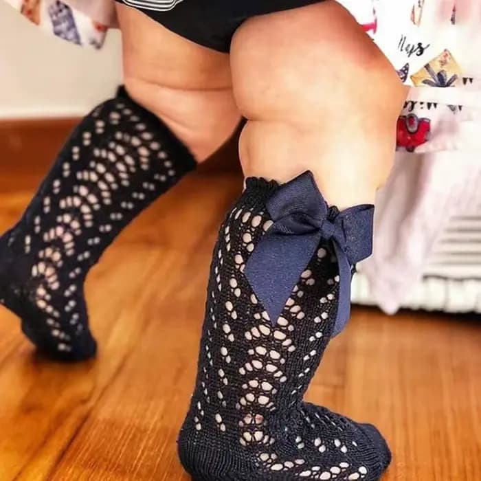 Chaussettes hautes pour enfants, nœuds de Style Royal, chaussettes hautes pour bébés et tout-petits, chaussettes tubulaires ajourées pour enfants, couleurs acidulées