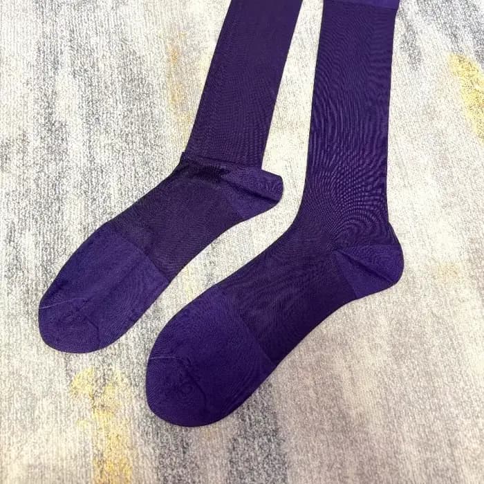 Grande taille hommes chaussettes longues de haute qualité couleur unie violet Nylon genou