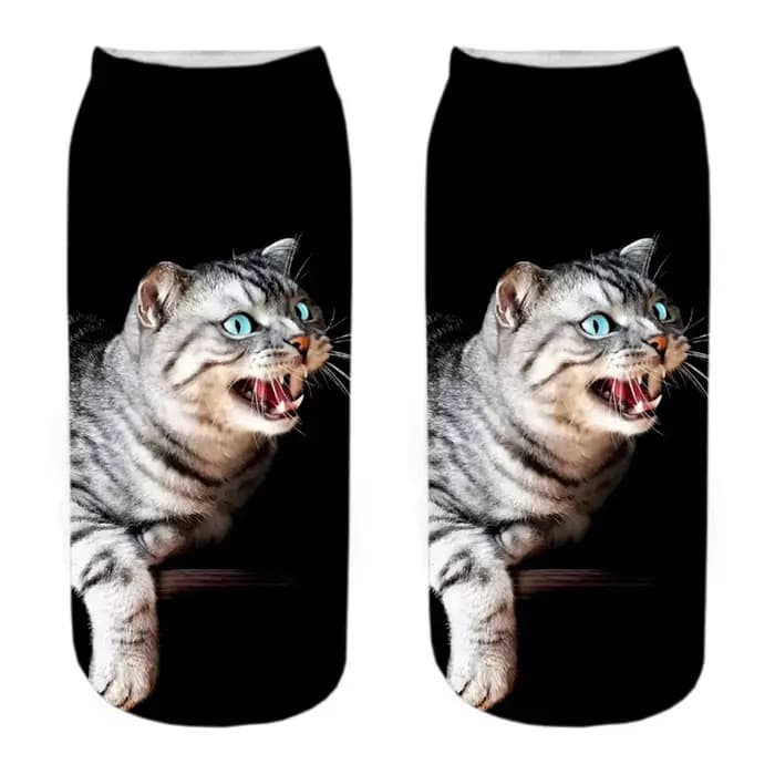 Nouveau chaud impression 3D drôle mignon dessin animé chaton unisexe chaussettes courtes créatif coloré Multiple chat