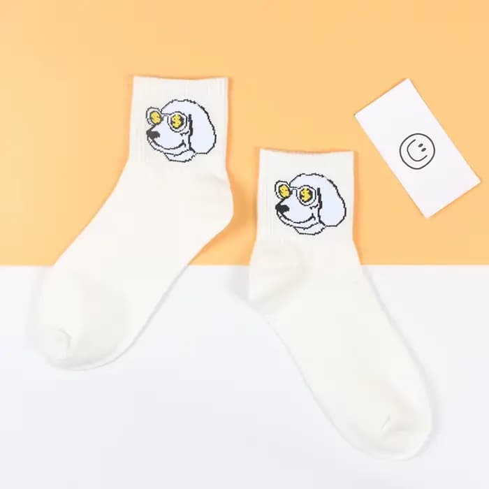 Harajuku – chaussettes courtes à motifs pour femmes, avec lettres de dessin animé, en coton, Cool, Hipster, Skateboard, cheville, amusantes