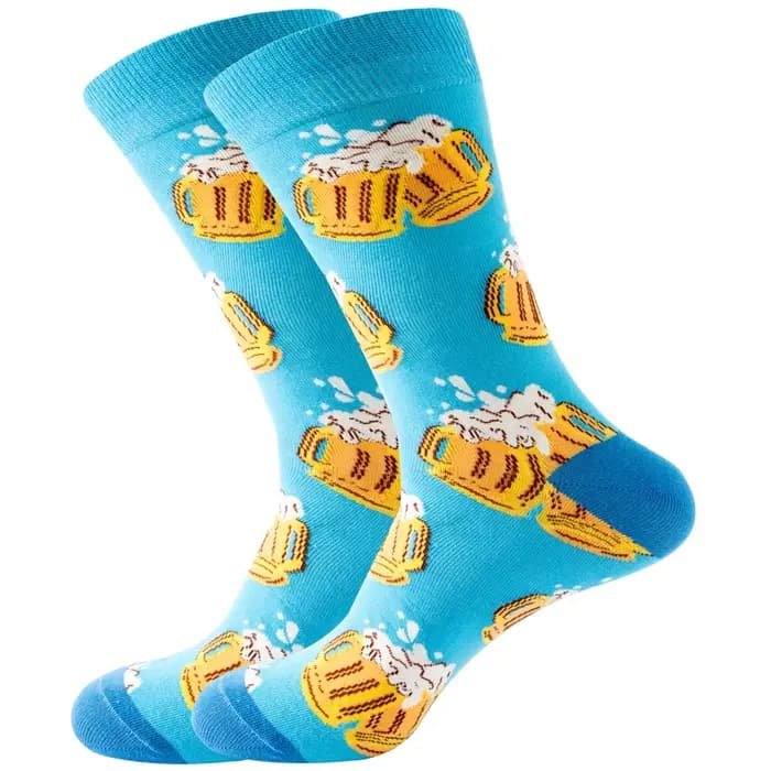 2023 NEW Funny Men Socks Cotton Harajuku Guitar Beer Boxing Gloves Skull Chess Clown Sieve Hip Hop