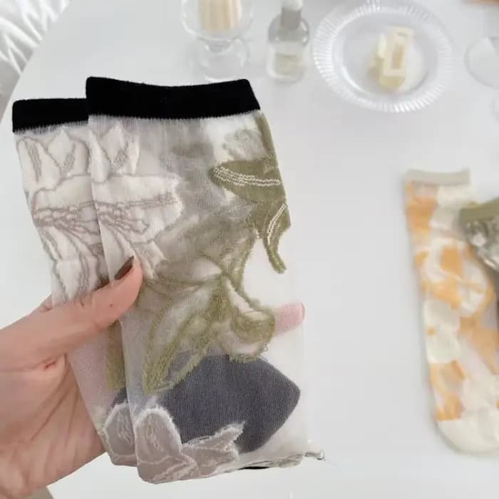 InjSocks-Chaussettes élastiques en cristal transparent pour femmes