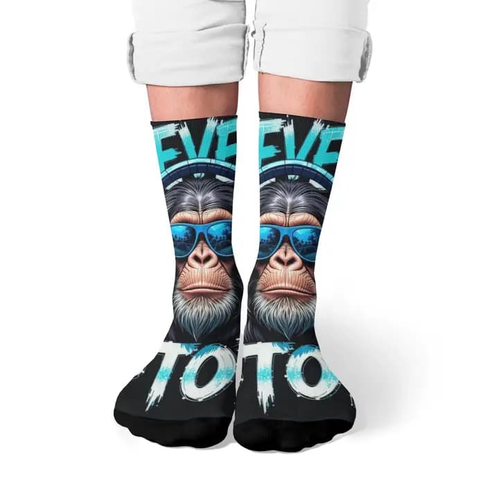 NEVER STOP rock DJ gorille chaussettes roman amusant heureux hommes