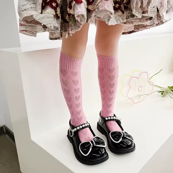 Chaussettes d'été ajourées en forme de cœur pour filles