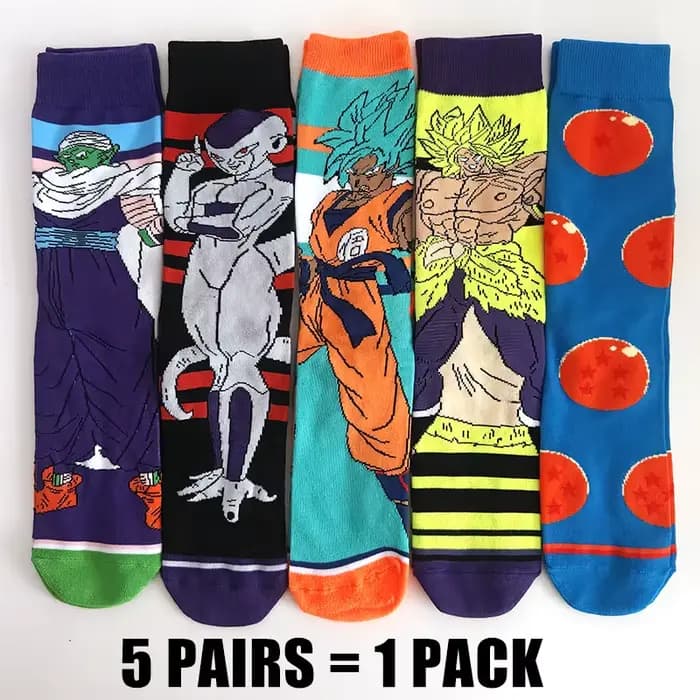 5 paires de chaussettes BANDAI Dragon Ball unisexes, style dessin animé, hip-hop, streetwear, fantaisie, amusantes, décontractées, pour hommes et femmes