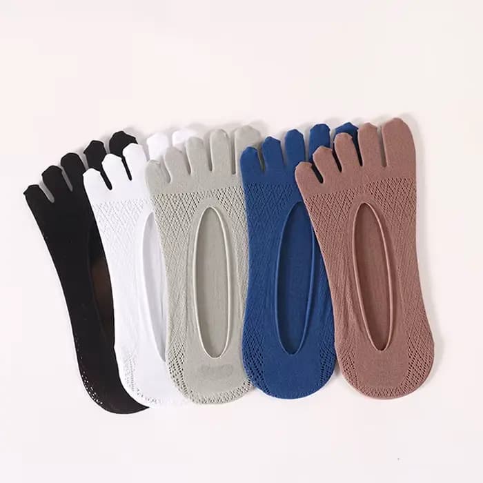 Chaussettes d'été à orteils en maille ajouré, absorbant la sueur, bateau, chaussettes courtes à la cheville, respirantes à cinq doigts