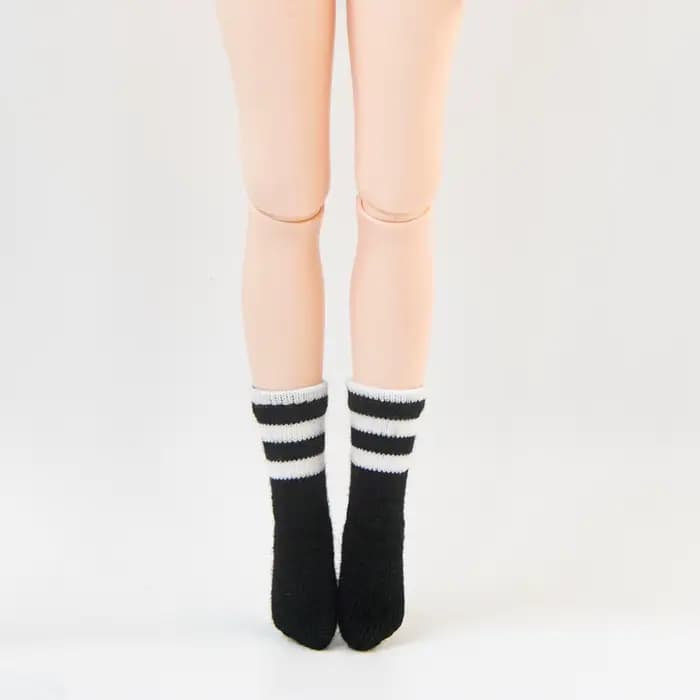 Chaussettes rayées pour poupée Blythe BJD, noires, à la mode, Kawaii, athlétiques, douces, accessoires de vêtements miniatures pour Licca Azone OB24 YMY
