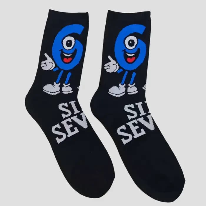 Nouveauté transfrontalière 67 Paire de chaussettes mi-mollet pour homme à motifs de dessins animés et lettres amusantes