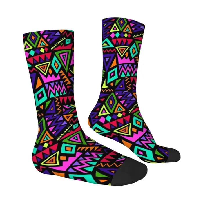 Chaussettes pour hommes à motifs géométriques colorés
