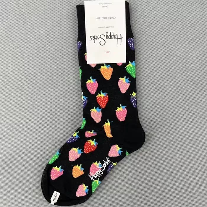 Chaussettes mi-tube pour femmes, marque de mode HS, vêtements quatre saisons, chaussettes joyeuses en pur coton