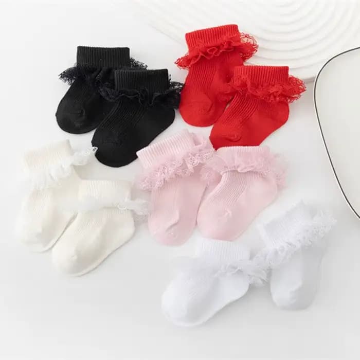 Chaussettes pour bébé fille 0-12 mois 5 paires - Dentelle Princesse Printemps Automne pour tout-petits