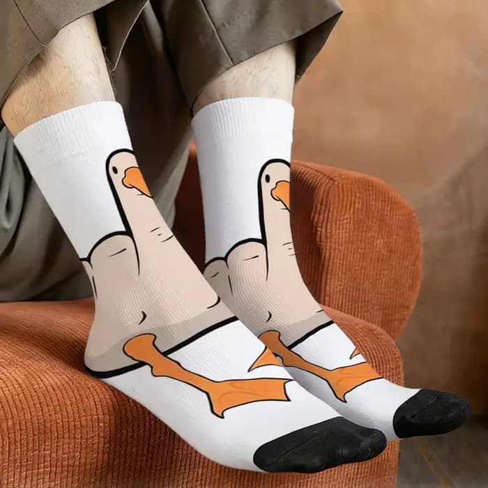 Chaussettes d'extérieur de dessin animé avec canard drôle