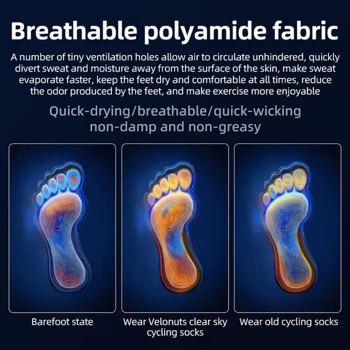 VELONUTS Chaussettes de cyclisme respirantes antibactériennes élastiques montantes au-dessus du genou avec semelle épaissie pour homme et femme fitness sports de plein air
