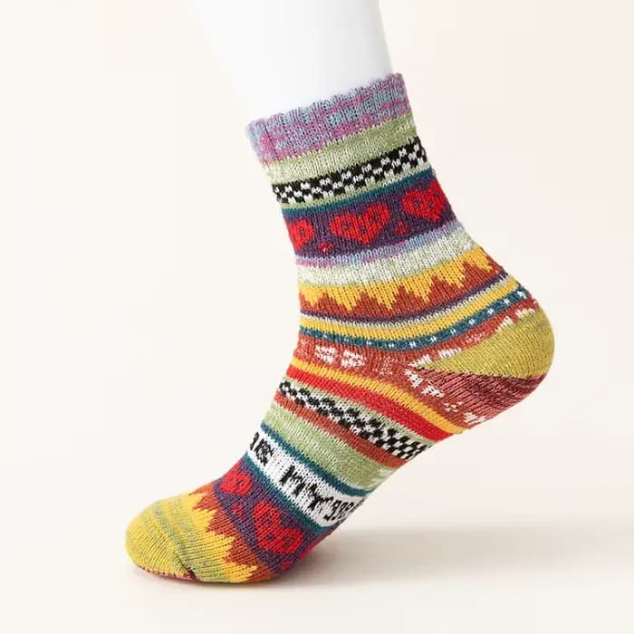 5 paires de chaussettes mollet rétro ethniques pour femmes