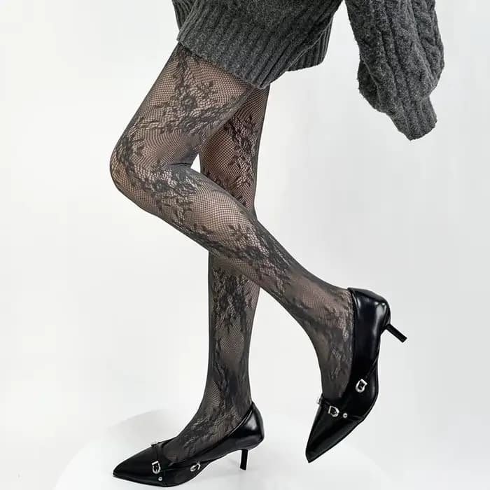 2025 nouveaux collants femmes Sexy dentelle florale cuisse haute bas