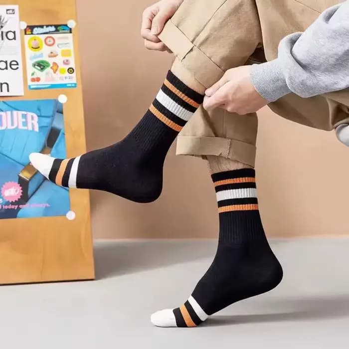 5 paires de chaussettes décontractées à rayures colorées pour hommes