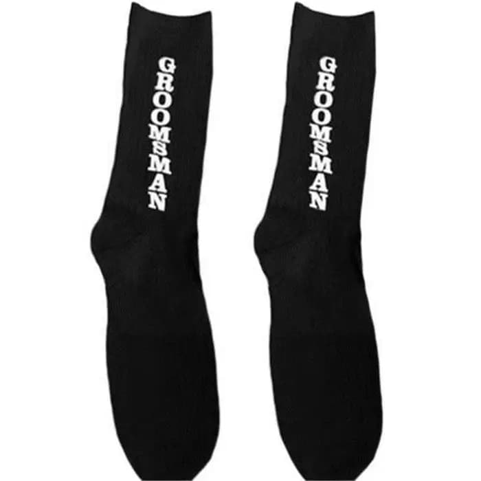 Chaussettes de mariage amusantes noires pour garçons d'honneur
