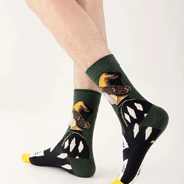 Unisexe peinture Style Harajuku coloré hommes chaussettes femmes 100 coton plein Art doux hommes Harajuku Van Gogh drôle hiver chaud chaussette