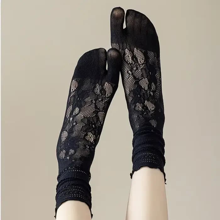 Japonais Sexy dentelle Tabi orteil chaussettes pour femmes été deux orteils