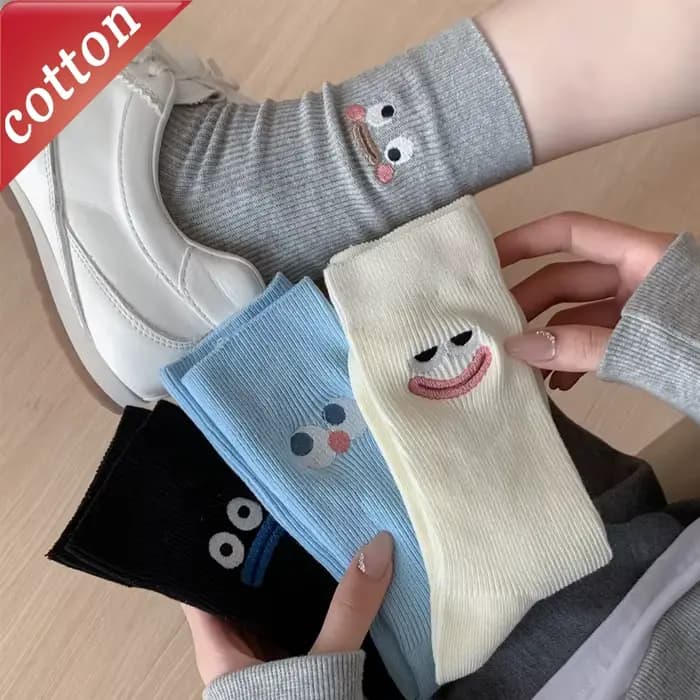 Chaussettes pour femmes, broderie coréenne, coton de haute qualité, mignonnes, drôles, kawaii, tendance, confortables, pour filles, vente en gros