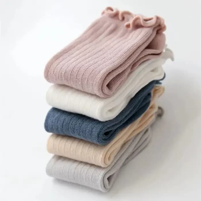 3 paires/lot bébé filles chaussettes dentelle froufrous solide coton longue genou haute enfants chaussette infantile